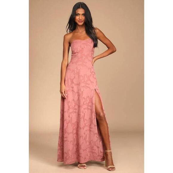 Lulus Dresses & Skirts - Lulus Garden Of Romance Rusty Rose Burnout Maxi Dress Pink - Size M